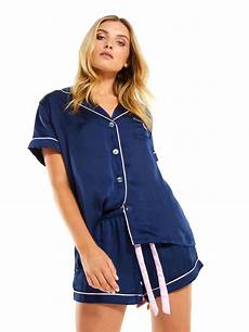 Navy Satin Pyjamas